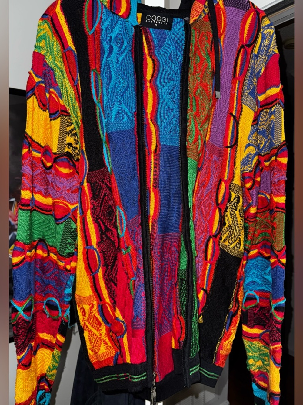 Coogi  Australia Multicolor Textured zipup Sweater jacket.